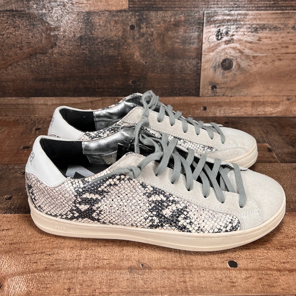 P448 Size 38 Snake Print Low-Top Sneakers